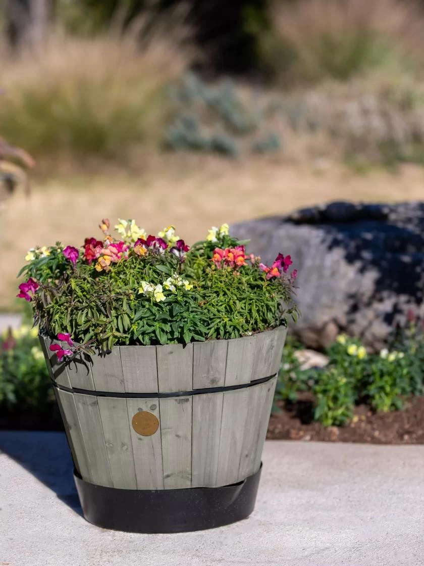 VegTrug® Build-a-Barrel Wooden Planter With Self-Watering Reservoir Tray, 18"