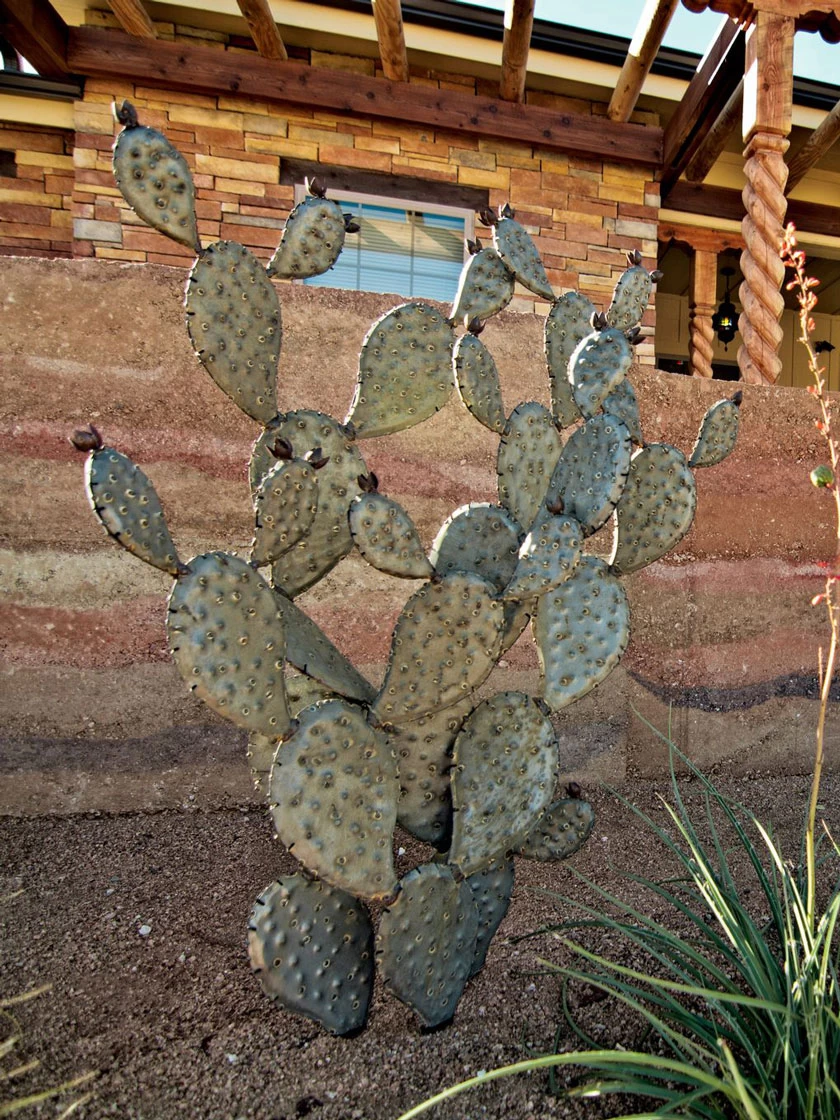 Desert Steel Prickly Pear Cactus Sculpture, Grande - Image 2
